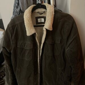 Marine Layer Green and Cream Lightweight Corduroy Jacket